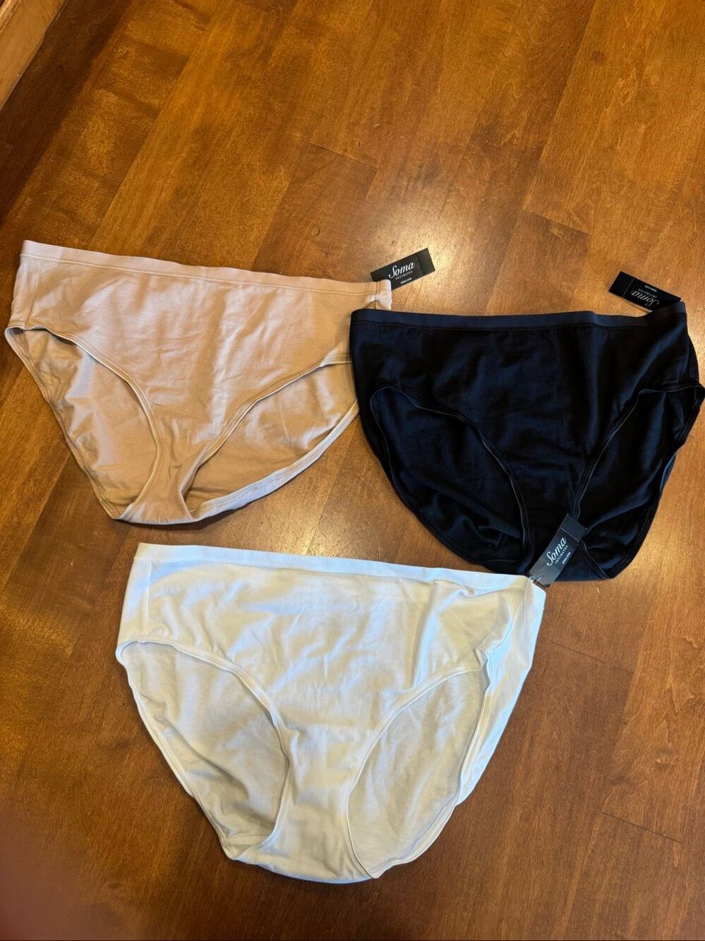 Soma Hipster Panties Women’s XL 3 Pack NWT Black White Nude Modal
